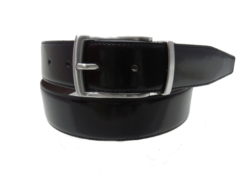 Cintura uomo double claude+saffiano - nero/testa di moro - 35mm
